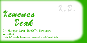 kemenes deak business card